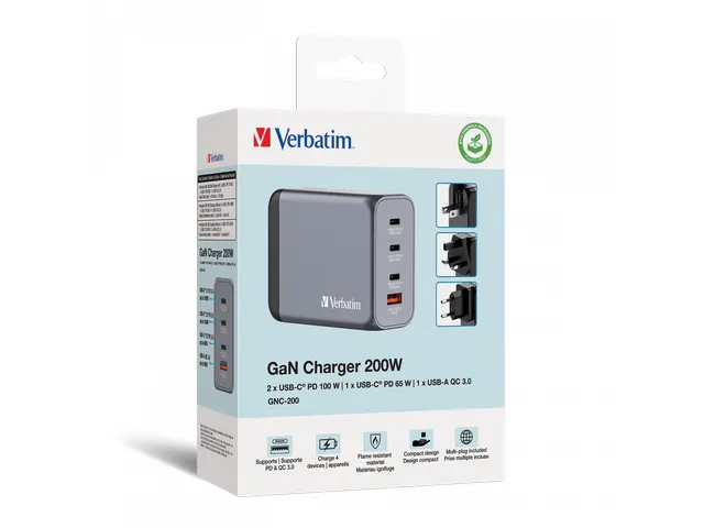 200 W GaN Wandoplader met vier poorten