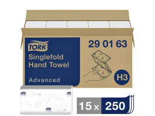Tork 290163 Handdoek Singlefold H3 Z-vouw Advanced Wit 15x250 vel - 1