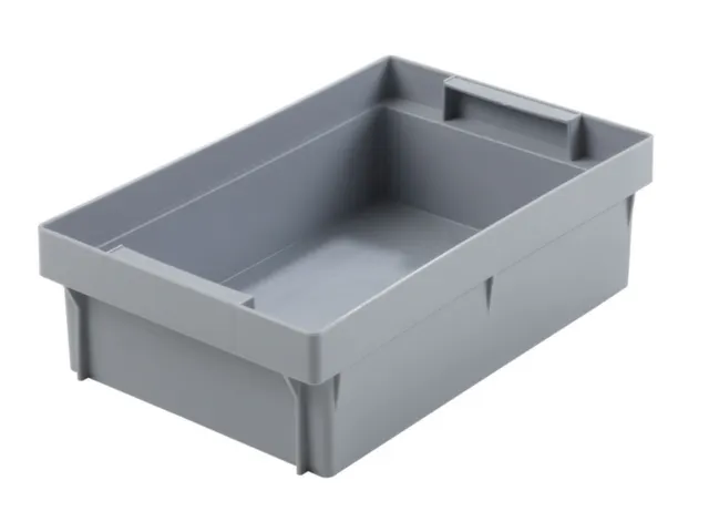 Bac de rangement,p. bac gerbable,HxLxl 80x280x178mm,division 1/4,PP