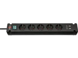 Stekkerdoos Brennenstuhl Bremounta 5vdig incl 2 USB 3m zwart