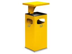 Combi-Asbak Staalplaat Geel 910x395x395mm 3 Inworpopeningen