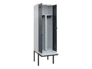 PBM-locker met bank,HxBxD 2120x600x815mm,2vak,vak B 300mm,draaigrendel - 1