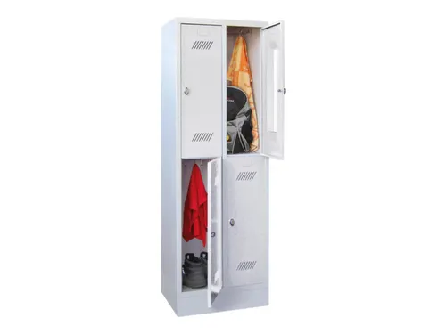 dubbeldekse locker,HxBxD 1850x600x500mm,2x2vak.,RAL7035,front RAL7035