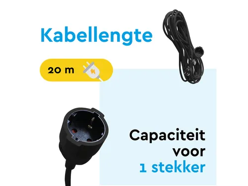 Verlengkabel BRASQ 20m zwart