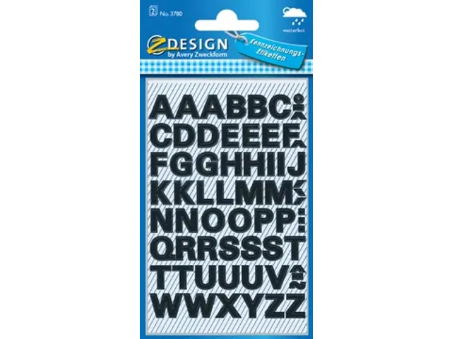 Avery Zweckform Etiketten letters A-Z 2 blad zwart waterbestendig
