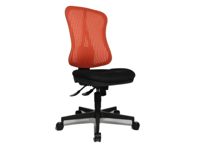Siège Bureau Pivotant Assise Noir Dossier Maille Rouge Corail
