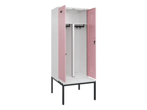 PBM-locker met bank,HxBxD 2120x800x815mm,2vak,vak B 400mm