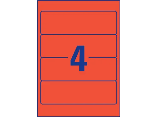 Rugetiket Avery Zweckform breed 192x61mm Rood L4766 80 stuks