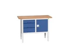 werkbank,HxBxD 830-930x1250x600mm,multiplexblad,uitrusting: 3laden