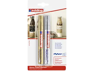 Paintmarker edding 750 op oliebasis 2-4mm goud en zilver blister à 2s - 1