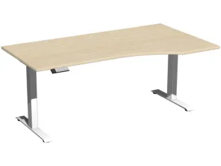 In hoogte verstelbaar bureau in vrije vorm,HxBxD 730-1230x1800x1000mm - 1