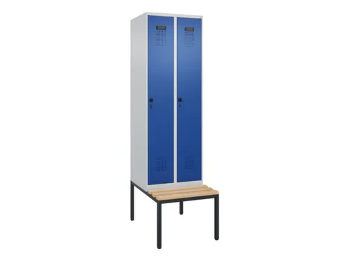 locker met bank,HxBxD 2120x600x815mm,2vak,vak B 300mm,draaigrendel