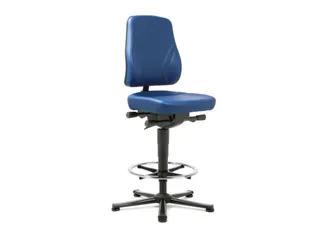Werkplaatsstoel Kunstleer blauw 570-830mmx460x410-470mm glijders - 1