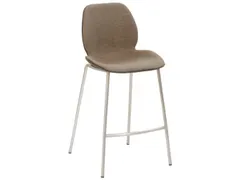 Barkruk mySOLO 4-poten RVS met Zitting stof Zand gemêleerd