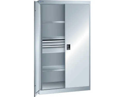systeemkast,HxBxD 1950x1100x641mm,3xStalen bodem,2lade(n),lak RAL7035