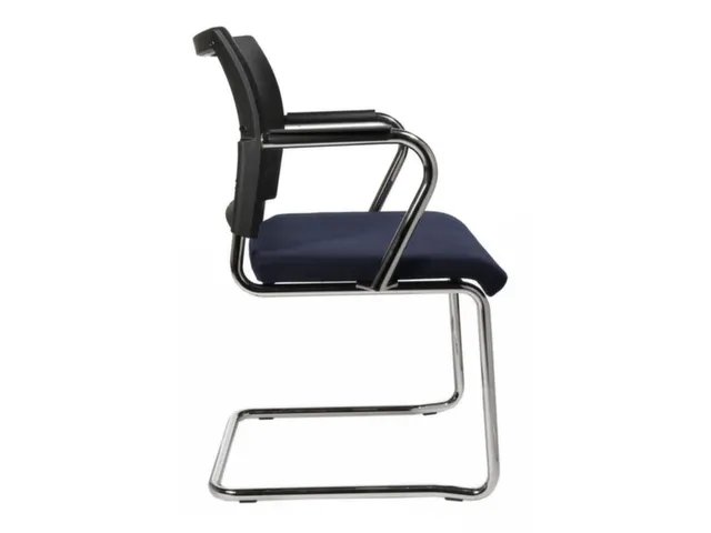 Chaise visiteur Accoudoirs Assise bleu foncé Dos maille noir