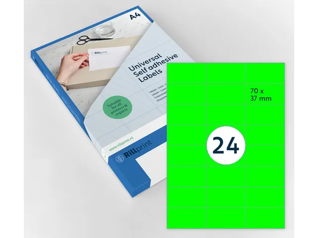 Etiquette Rillprint 70x37mm vert fluo 2400 étiquettes