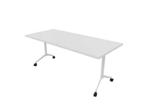 klaptafel,HxBxD 750x1800x700mm,hoekig,T-voet wit,ovale buis,blad wit
