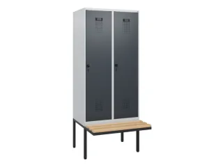 locker met bank,HxBxD 1950x800x815mm,2vak,vak B 400mm,draaigrendel - 2