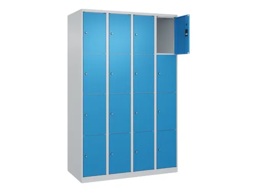 lockerkast,HxBxD 1850x1200x500mm,4x4vakken,vak B 300mm,cil.-slot