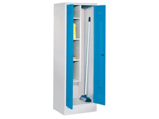 Schoonmaakkast HxBxD 1850x600x500mm Klink Sokkel RAL7035 Front RAL7016 - 1