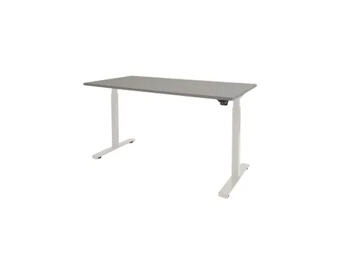 Dextro Basic Zit-sta Bureau Elektrisch 180x90 Licht Grijs 25mm Wit