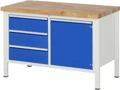 établi HxlxP 840-1040x1250x700mm plateau hêtre force 1250kg 4 pieds