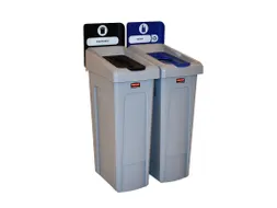 Slim Jim Recyclingstation Frans Deksel Gesloten Zwart Flessen Blauw