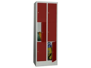 lockerkast,HxBxD 1850x600x500mm,2x3vakken,RAL7035,front RAL3000 - 2