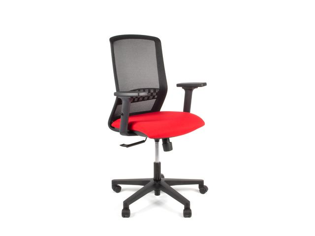 Bureaustoel EN1335 Linea Tekna 01 zwart/rood met 2D armleuning | KantoorBureaustoel.be