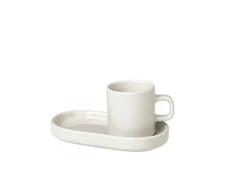 Set Espressokopjes 2Kopjes 2Planken Keramiek Lichtbeige 50Ml Per Kopje - 2