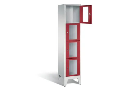 Lockerkast 1850x420x500mm 1x4 vakken Cilinderslot Poten, RAL3003