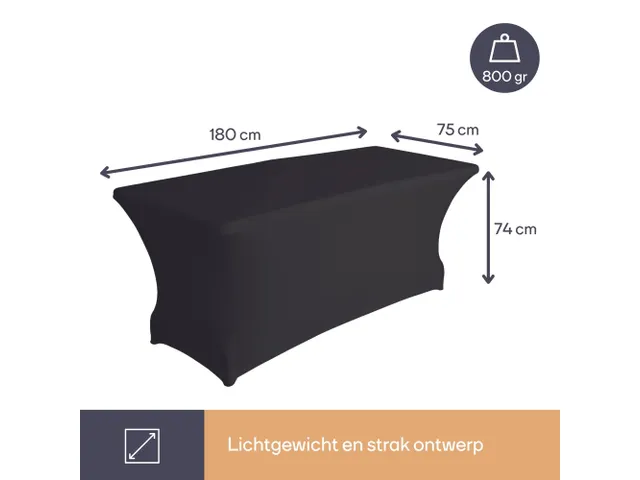 Housse extensible pour table rectangulaire noir