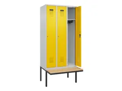 locker met bank,HxBxD 2120x900x815mm,3vak,vak B 300mm,cilinderslot