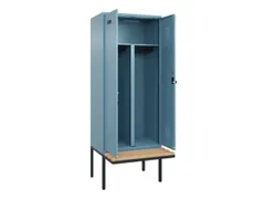 PBM-locker met bank,HxBxD 2120x800x815mm,2vak,vak B 400mm,draaigrendel
