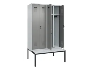 locker met bank,voor scheiding van kleding,HxBxD 2120x1200x815mm,4vak - 1