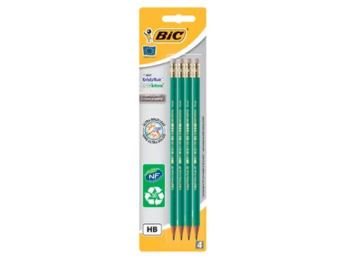 Potlood Bic Evolution ecolutions zeshoekig HB met gumtop 4 Stuks
