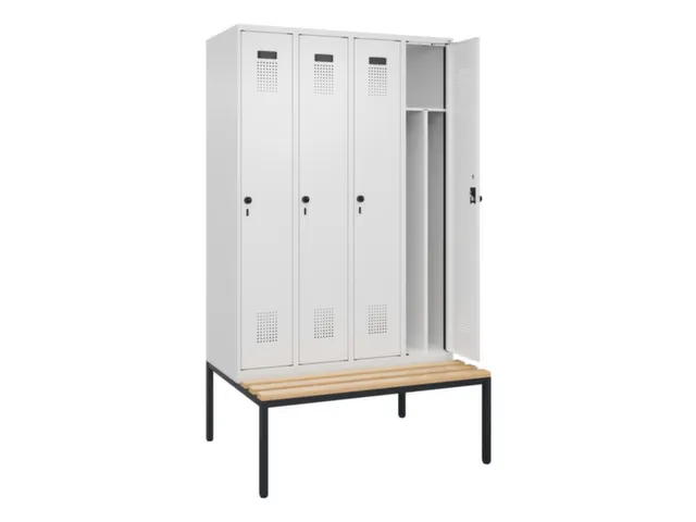 locker met bank,voor scheiding van kleding,HxBxD 2120x1200x815mm,4vak