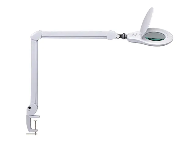 Loeplamp LED MAULsource Dimbaar met tafelklem Wit