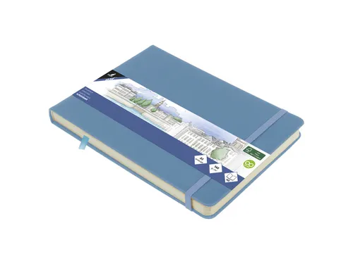 Schetsboek Kangaro A5 landscape sky blue PU HC 80 vel 140gr roomwit me