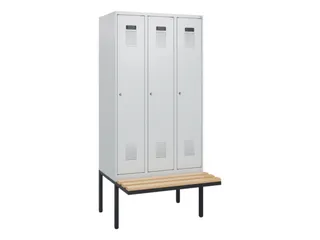 locker met bank,HxBxD 1950x900x815mm,3vak,vak B 300mm,cilinderslot - 2