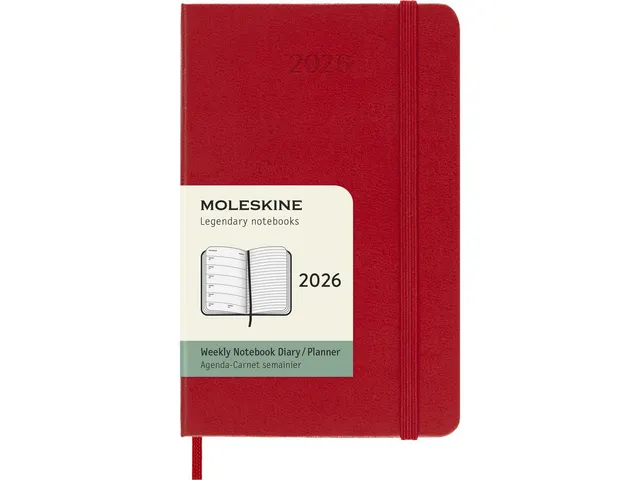 Agenda 2026 Moleskine Weekly Planner 7dag/1pagina Pocket Scarlet Rood