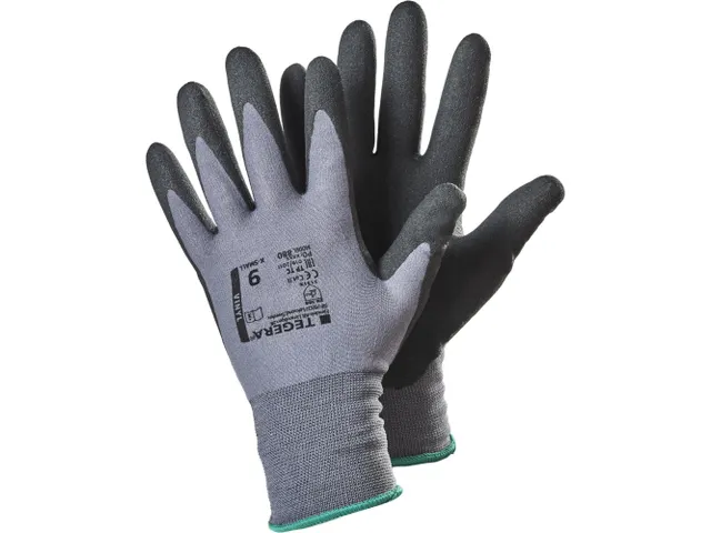 Tegera 880 precisiehandschoenen PVC gecoat grijs/zwart maat 9 12 paar