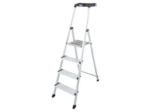 trapladder,eenzijdig,4treden,bordes m. antislip elementen,balk L 1,6m