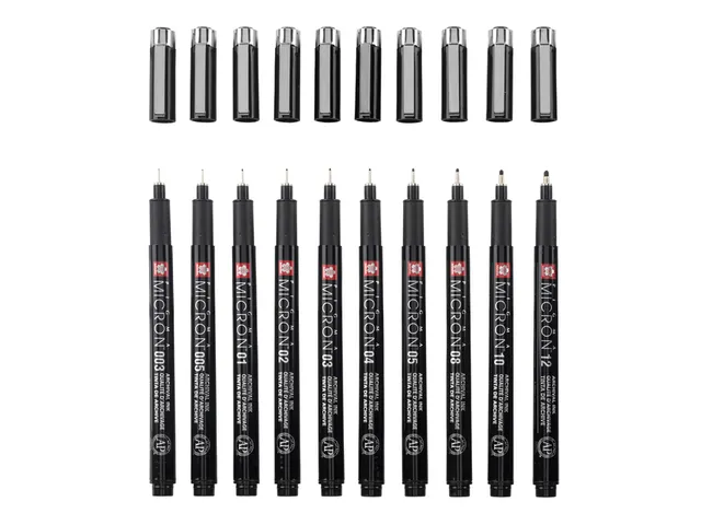 Fineliner Sakura Pigma Micron Black Edition set à 10 breedtes + grati