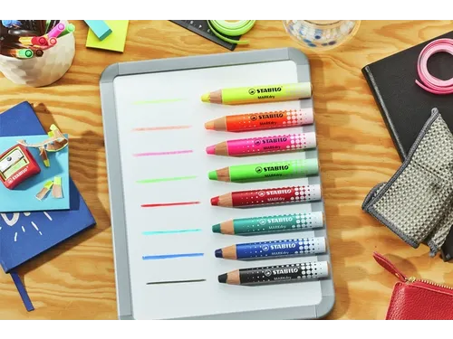 Whiteboardpotlood STABILO MARKdry 4 stuks neon kleuren