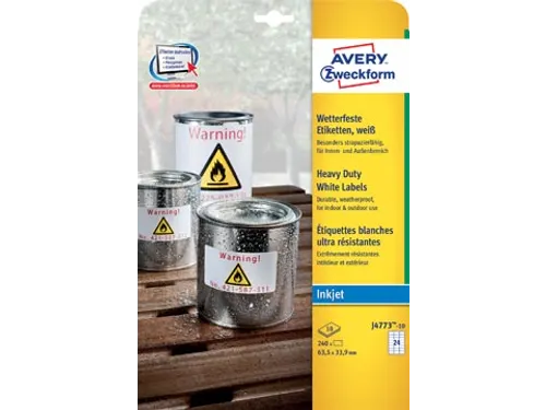 Avery Zweckform Ultra-Sterke Etiketten wit 63.5x33.9mm Wit 240 stuks