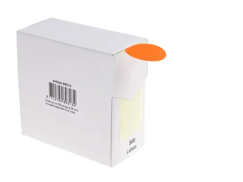 Etiketten Op Rol 35mm Fluor Rood Met Dispenser 500 Stuks