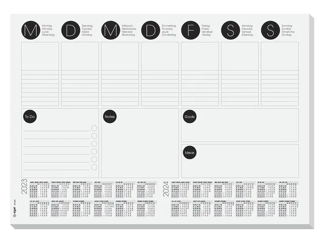 bureau onderlegger Sigel 42x29,7cm week planner kalender zwart