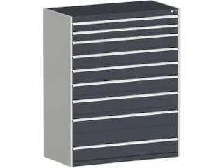 ladekast HxBxD 1600x1300x750mm 9laden RAL7035 front RAL7016 - 1